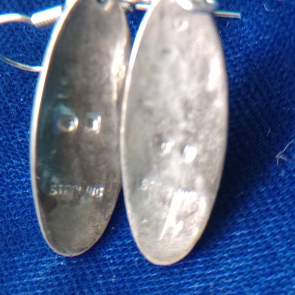 Native American Sterling Silver Overlay With Tribal Design Dangle Earrings - Picture 6 of 12